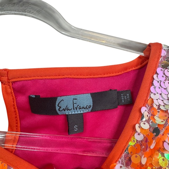 Eva Franco Loretta Multicolor Sequined Tee Vibrant Colorful Whimsy Party Fun S - Picture 4 of 12